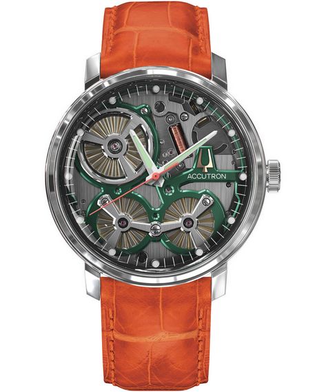 Accutron Spaceview 2020 with orange alligator strap Accutron Spaceview, Bulova Accutron, American Alligator, Limited Edition Watches, Orange Leather, Luxury Watches For Men, Stainless Steel Watch, Breitling Watch, Luxury Watch