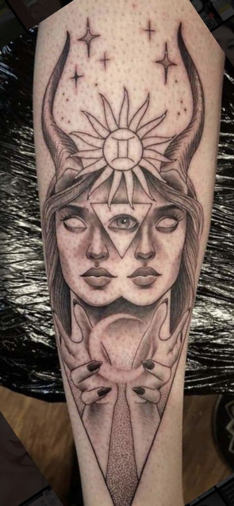 Gemini Tattoo Designs, Gemini Tattoo, Sternum Tattoo, Body Is A Temple, Face Tattoo, Art Tattoos, Taurus And Gemini, Tattoo Idea, Body Mods