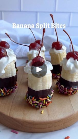 Banana Split Bites, Healthy Banana Split, Container Company, Whipped Coconut Cream, Natural Sprinkles, Banana Split Dessert, Banana Treats, Deserts Easy, Banana Dessert Recipes