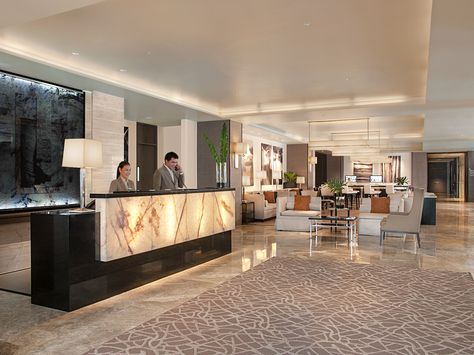 Lobby and Front Desk at Seda Centrio Hotel Reception Design, Front Desk Hotel, Hotel Lobby Reception, The Plaza Hotel Nyc, Hotel Lobby Lounge, Front Desk Design, Modern Hotel Lobby, Dental Design Interior, Hotel Reception Desk