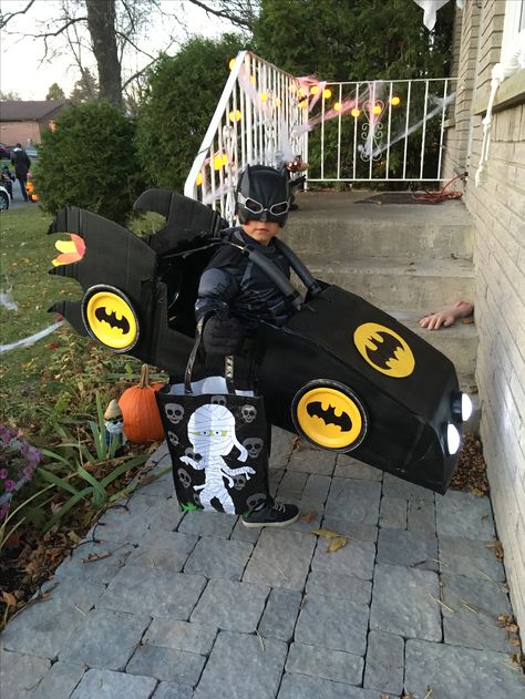 Batmobile Cardboard Car, Batman Theme Costumes For Family, Kids Batman Costume, Batman Halloween Costumes, Batman And Batmobile, Kindy 500, Batman Costume For Boys, Cars Halloween Costume, Batman Costume For Kids