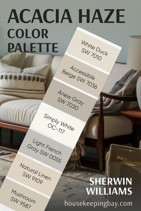 Acacia Haze SW 9132 by Sherwin Williams Color Palette Acacia Haze Vs Evergreen Fog, Accessible Beige Sw, Acacia Haze, Light French Gray, Sherwin Williams Coordinating Colors, Evergreen Fog, Anew Gray, Sherwin Williams Color Palette, Accessible Beige