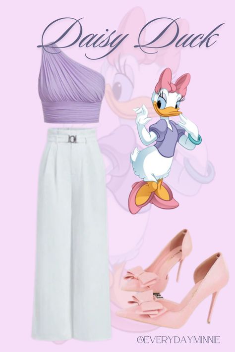 Need some great new Disney Bound Ideas? This classic and beautiful Daisy Duck look is for you! Comfortable yet stylish, this look will turn heads! Daisy Duck Inspired Outfit, Daisy Duck Costume, Duck Costumes, Disney Bounds, Disney Bounding, Disney Inspired Outfits, Dapper Day, Duck Cloth, Daisy Duck