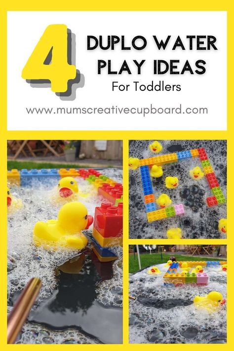 Toddler Outdoor Activities & Outdoor Play - These easy toddler water play activities outdoor or indoor are great at home toddler water play table ideas that you should try all using Duplo blocks! These toddler water play sensory activities are tuff tray water play ideas toddlers will absolutely love! Duplo water play is a favourite of ours and a go to sensory water table ideas for sensory water play activities for kids at home #waterplay #duplo #sensoryplay #tufftrayplay Water Tuff Tray Activities, Tuff Tray Water Ideas, Easy Water Play For Toddlers, Eyfs Water Tray Ideas, Water Tray Activities, Summer Tuff Tray Ideas Eyfs, Water Tuff Tray Ideas, Play Table Ideas, Water Play Eyfs