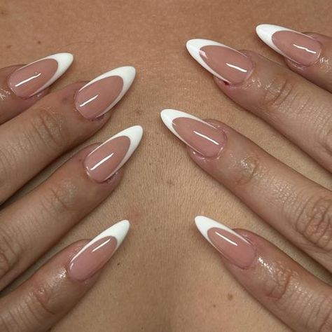 French Tip Acrylic Nails Round, Pretty Almond Nails Trendy, French Tip On Almond Nails, Nails Stiletto Short, Round Nail Ideas, Nail License, Long Round Nails, Classic French Nails, French Almond Nails