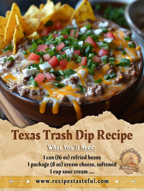 Texas Dip, Trash Dip Recipe, Texas Trash Dip, Texas Trash, Martha Stewart Recipes, Ground Sausage, Grandmas Recipes, Easy Homemade Recipes, Magic Recipe