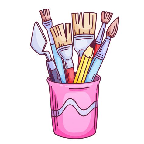 Artist Paint Brush Clipart Design Illustration Paint Brush Logo Design, Paintbrush Clipart, Art Tools Illustration, Paint Brush Illustration, Paint Brush Clipart, Artist Clipart, Paint Brush Logo, Pencil Cup Holder, Toddler Board