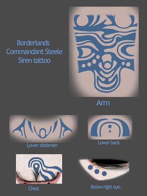 Borderlands commandant Steele Siren tattoos                                                                                                                                                                                 More Maya Borderlands Tattoo, Borderlands Siren Tattoo, Lilith Tattoos, Borderlands Siren, Borderlands Characters, Borderlands Angel, Borderlands Fanart, Lilith Borderlands, Borderlands Tattoo