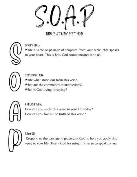 R.E.A.P & S.O.A.P Bible Study Method Print Out - Etsy S.o.a.p. Bible Study, Bible Study Notes Aesthetic, Printable Bible Study Worksheets, Soap Method Bible Study, Bible Study Lesson Plans, Soap Bible Study Method, Bible Study Method, Journal Bible Quotes, Soap Bible Study