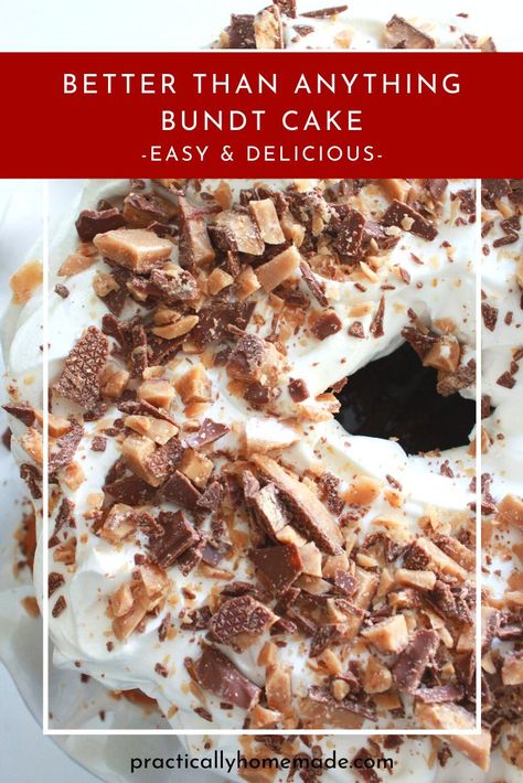 Heath Bar Dessert, Christmas Bundt Cake Recipes, Christmas Bundt Cake, Bundt Pan Recipes, Easy Bundt Cake Recipes, Easy Bundt Cake, Chocolate Bundt, Chocolate Bundt Cake, Gateaux Cake