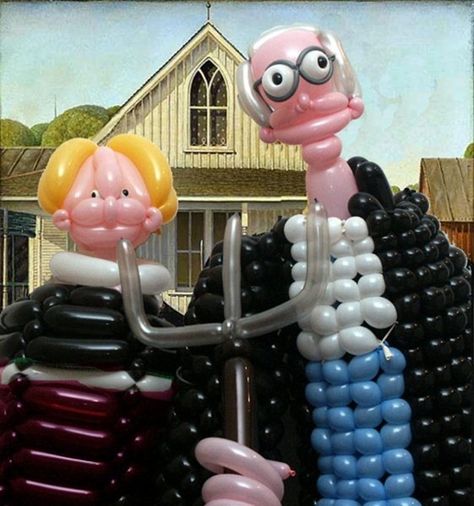 airigami1 American Gothic House, American Gothic Painting, American Gothic Parody, Grant Wood American Gothic, Spencer Tunick, Francesca Woodman, Grant Wood, Steve Mccurry, Robert Doisneau