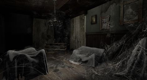 Abandoned House Inside, Haunted House Inside, Haunted House Interior, Creepy Houses, Inside Art, Spooky House, House Illustration, Scene Art, House Inside