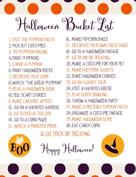 Countdown to Halloween with 31 fun family activities & a free printable Halloween bucket list.       Can you believe it's almost Octobe... Halloween Bucket List, Countdown To Halloween, Halloween Planner, Halloween Breakfast, Halloween Scavenger Hunt, Free Printable Halloween, Fall Boards, Halloween Buckets, Halloween Parade