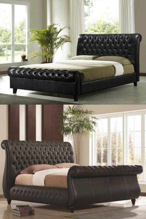 Leather King Bed, Leather King Size Bed, Leather Sleigh Bed, Platform Bed King, Faux Leather Bed, Upholstered King Bed, Bed Frame King, Leather Platform Bed, Leather Bed Frame