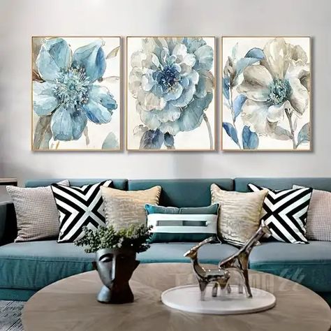 Art Galaxie, Flower Oil Painting, Floral Wall Art Canvases, Artwork For Living Room, Living Room Canvas, Framed Abstract, Floral Wall Decor, Art Living Room, Flower Oil