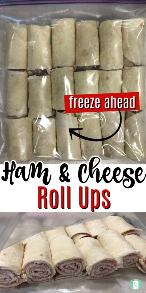 School lunches and snacks are made easy with these ham and cream cheese roll ups. Make them ahead and keep in the freezer to make keeping the kids fed easier. #freezermeals101 #snacks #ham #cheese #pinwheels #rollups Beach Lunch Ideas, Cream Cheese Roll Ups, Make Ahead Lunch, Frozen Lunches, Freezer Lunches, Ham And Cheese Roll Ups, Freezer Sandwiches, Cheese Roll Ups, Cream Cheese Roll Up