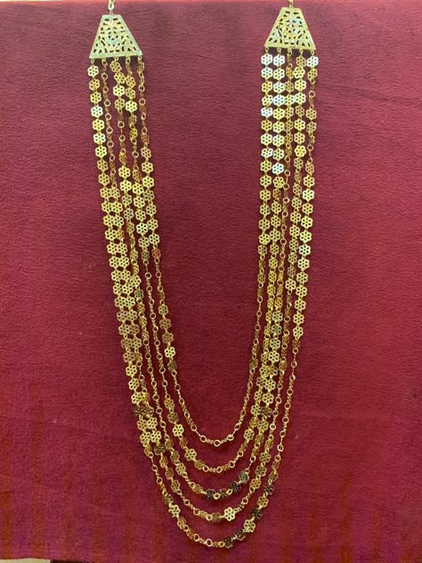 Chandan Haar Jewellery Gold, Bridal Jewellery Indian South, Chandra Haram, Gold Beads Chain, Step Chain, Emerald Bangles, 3d Metal Art, Multilayer Necklace, Gold Jewelry Designs