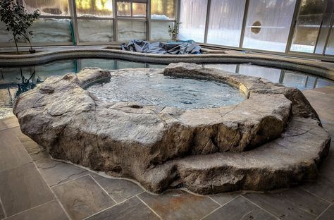 Concrete Hot Tub, Rock Scape, Waterfall Lighting, Rock Scaping, Cocktail Pool, Furniture Aesthetic, Bath Tube, Artificial Rocks, Big Baths