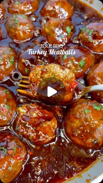 Kay on Instagram: "HONEY JERK BBQ MEATBALLS AND TURMERIC RICE 🇯🇲🤯💯🎯🥵❤️🏆🤩. This recipe also comes with the rice recipe. Easy quick tender juicy Jerk Turkey meatballs, smothered in a to die for super flavourful honey jerk bbq sauce. These not only would be a quick week night meal but also perfect for parties and gatherings.  Perfect on its own or with my turmeric rice. Wow so easy and incredibly DELICIOUS 🤤  . . DM FOR MORE INFO TO GET MY DAILY RECIPES. . . #jerkmeatballs #meatballs #jerk #jamaica #dancehall #reggea #southflorida #caribbeanfood #newyork #explorepage #wow #viral #recipes #healthyfood #canada #houston #georgia" Bbq Jerk Meatballs, Jerk Meatballs Recipe, Jerk Bbq Sauce, Jerk Turkey, Rice Recipe Easy, Turkey Sauce, Recipe Easy Quick, Jamaica Dancehall, Turmeric Rice