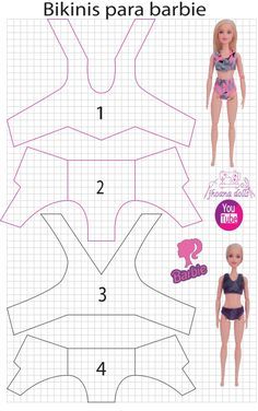 Barbie Bathing Suit Pattern, Bratz Doll Clothes Patterns, Barbie Swimsuit Pattern, Barbie Doll Clothes Patterns Free Sewing, Barbie Doll Clothes Patterns Free Printable, How To Make Barbie Clothes Diy, Barbie Doll Clothes Patterns Free, Diy Barbie Clothes Patterns, Barbie Clothes Patterns Free Printable