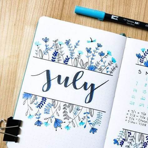 Aesthetic 2022 July Bullet Journal Theme Ideas ⋆ Sheena of the Journal To Do Bullet Journal, July Cover Page, Diy Kalender, Bullet Journal Month, Bullet Journal Banner, Bullet Journal Notes, Bullet Journal Mood, Bullet Journal Aesthetic, Bullet Journal Notebook