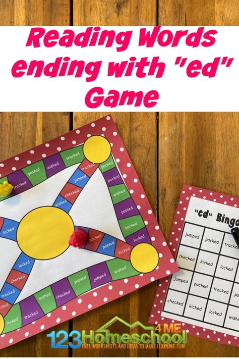 Inflectional Endings Activities, Ed Words, Phonics Bingo, Punctuation Games, Ed Endings, Parts Of Speech Games, Ed Activities, Ed Game, Language Arts Games