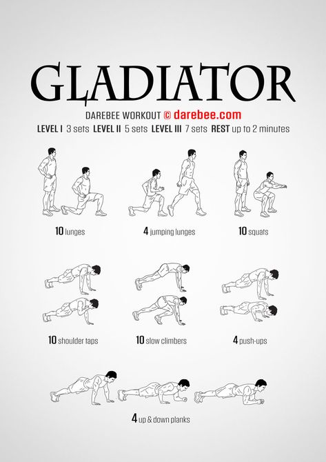 Gladiator Workout Gladiator Workout, Total Body Strength Workout, Darebee Workout, Spartan Workout, Body Strength Workout, Calisthenics Workout Plan, Workout Book, Full Body Workout Plan, Full Body Workout Routine