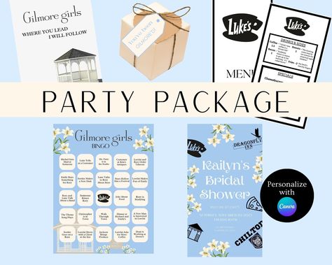 Gilmore Girls Bridal Shower Ideas, Gilmore Girls Themed Birthday Party, Gilmore Girls Bachelorette Party, Gilmore Girls Bridal Shower Theme, Gilmore Girls Party Decorations, Gilmore Party Ideas, Gilmore Girls Party, Gilmore Girls Luke, Milestone Birthday Party