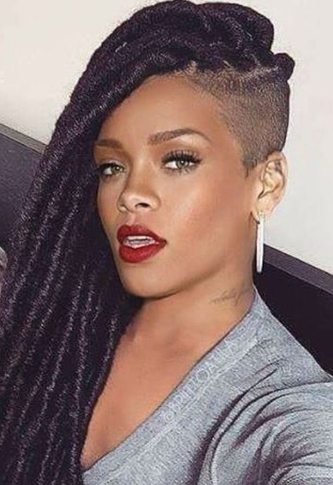 Rihanna Long Shaved Hairstyles, Shaved Side, Cornrows Braids For Black Women, Braids With Shaved Sides, Short Shaved Hairstyles, Half Shaved Hair, Shaved Side Hairstyles, Side Braid Hairstyles, Side Hairstyles