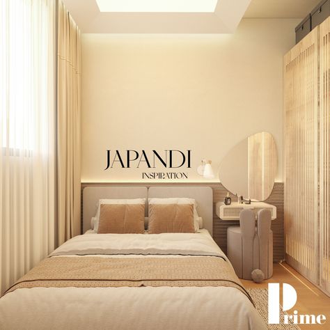 For small apartments make sure to maximise space with high ceilings and use warm light to create a soothing spacejapandi bedroom interior interiordesign interiordesigner scandanavian japanese Muji Small Bedroom, Japanese Small Bedroom Design, Small Bedroom Ideas Japanese Style, Japan Bedroom Design Small Spaces, Japandi Small Bedroom Interior Design, Japandi Bedroom Small Space, Japandi Bedroom Ideas For Small Rooms, Japandi Interiors Small Space, Japanese Scandinavian Interior Bedroom