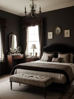 Room Ideas Bedroom Dark, Gray Room Ideas Bedroom, Gray Room Ideas, Vintage Decor Bedroom, Victorian Style Bedroom, Vintage Bedroom Ideas, Gray Room, Decor Bedroom Ideas, Bedroom Dark