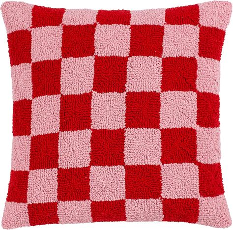 Heya Home Check Polyester Filled Cushion : Amazon.co.uk: Home & Kitchen Red Or Dead, Knitted Cushion Covers, Checked Cushions, Knitted Cushions, Pink Cushions, Garden Bedroom, Tufted Cushion, Cushion Pattern, Cushion Filling