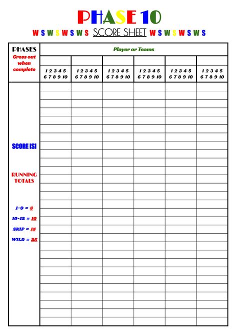 Free Printable Phase10 Score Sheet Golf Card Game, Crazy Hats, Holiday Games, Diy Printables, Game Night, Card Game, Free Printable, Free Printables, Card Games