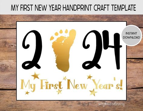 Tiny Toes, Big Memories: Baby Footprint Impressions Easter Footprint, Baby Art Crafts, Infant Art, Printable Craft Templates, Baby New Year, Footprint Craft, Baby Art Projects, Footprint Crafts, New Year Art