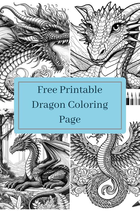 Bring your imagination to life with this free, printable dragon coloring page! Featuring a fierce dragon soaring high above fluffy clouds, this intricate design is perfect for everyone who loves a good coloring adventure. Whether you're looking for a relaxing activity or a fun project for kids, this majestic dragon is here to ignite your artistic spirit. Grab your colored pencils or markers and get ready to create a magical world filled with colorful flames and dreamy skies. Free Printable Dragon Coloring Pages, Dragon Coloring Pages Free Printable, Forest Coloring Pages, Castle Coloring Page, Fierce Dragon, Majestic Dragon, Breathing Fire, Sharp Claws, Enchanted Forest Coloring