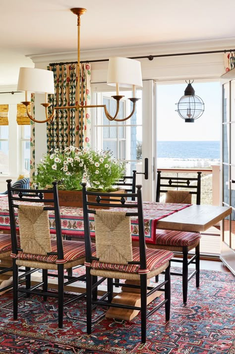 Home Tour | Katie Rosenfeld’s Maine Beach Cottage Infuses Grandmillennial Style with True New England Charm — Scout & Nimble Maine Beach House, Katie Rosenfeld, Colourful Cottage, Maine Beach, Maine Beaches, Boston Design, Riverside House, New England Home, New England Homes