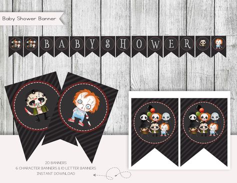 Excited to share the latest addition to my #etsy shop: Horror Movie Baby Shower Banner, Scary Movie Banner, Baby Shower Party, Digital File, Instant Download #horrormovie #banner #bunting #flags #babyshower #freddy #fridaythe13 https://etsy.me/3DCe7FD Movie Banner, Halloween Gender Reveal, Baby Announcement Pictures, Horror Party, Baby Letters, June Bug, Horror Themes, Diy Banner, Scary Movie