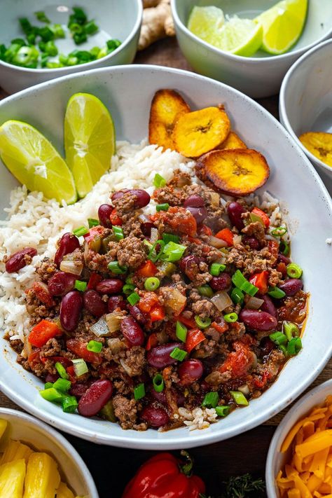 Jamaican Jerk Beef and Bean Chili Jerk Beef, Beef And Bean Chili, Jerk Recipe, Jamaican Jerk Seasoning, Closet Cooking, Basic Cooking, Jamaican Dishes, 2024 Recipes, Jamaican Jerk