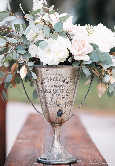 trophy floral centerpiece | Green Wedding Shoes | image by markitphotography.com Trophy Flower Arrangement, Vintage Trophy, Equestrian Wedding, Floral Centerpiece, Derby Party, Silk Flower Arrangements, Floral Inspiration, Beautiful Flower Arrangements, Shoes Wedding