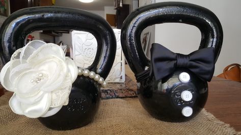 kettlebell wedding decor Crossfit Wedding Ideas, Crossfit Wedding, Kettlebell, Backyard Wedding, Table Centerpieces, Bodybuilding, Flower Decorations, Dream Wedding, Wedding Decorations