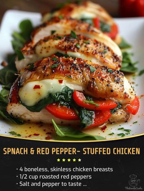 Red Pepper Stuffed Chicken, Pepper Stuffed Chicken, Last Minute Recipes, Red Pepper Stuffed, Pepper Stuffed, Food Dump, Chicken Ideas, Chicken Entrees, Summer Meals