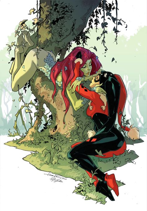 Harley Quinn X Poison Ivy, Ivy And Harley, Harley Ivy, Avatarul Aang, Poison Ivy Dc Comics, Harley Quinn Artwork, Gotham Girls, Harley Quinn Comic, Lesbian Art