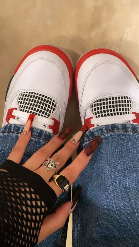 Jordan Nails, Jordan 4s, Nails Inspo, Jordan Shoes, Tennis Shoes, Metallic Gold, Nail Inspo, Gold Metal, Jordan