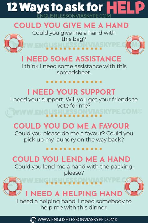 12 Other Ways to Ask for Help in English. Improve your vocabulary at www.englishlessonviaskype.com #learnenglish #englishlessons #tienganh #EnglishTeacher #vocabulary #ingles #อังกฤษ #английский #aprenderingles #english #cursodeingles #учианглийский #vocabulário #dicasdeingles #learningenglish #ingilizce #englishgrammar #englishvocabulary #ielts #idiomas Tips For English Speaking, Use Of Get In English, Use Of Being In English, Asking For Help, How To Speak Good English, How To Use Would In English, English Conversation Learning, English Transition Words, Study English Language