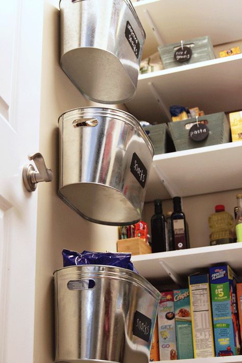 Kitchen Cabinet Organization Metal Bins, Metal Storage Bins, Perfect Pantry, Organized Pantry, Diy Organizer, Desain Pantry, Scrapbook Storage, Pantry Organizers, Organizational Structure