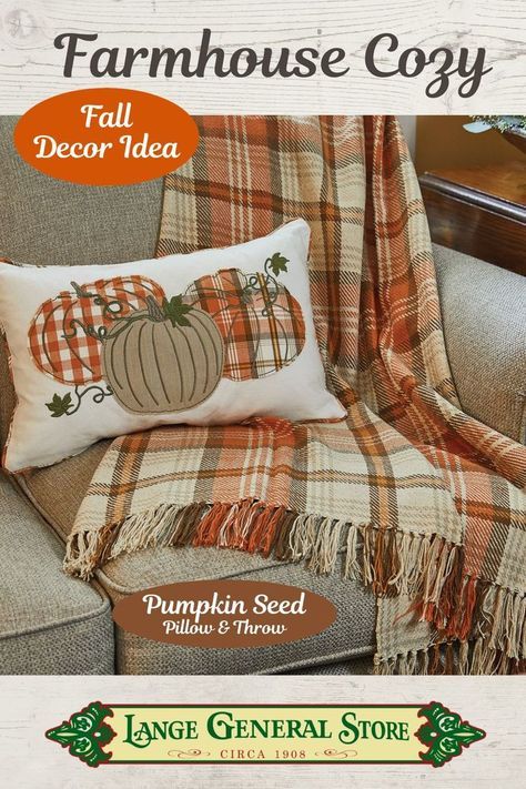 Get cozy this Fall with our Pumpkin Seed Pillow & Throw! On the pillow choose from feather down or polyester fiber fill. #falldecor #falldecor2023 #pumpkindecor #coastalfarmhouse #farmhousedecor #countrydecor #farmhousestyle #countryliving #fallpillows #autumnvibes #fallvibes #farmhousefalldecor Fringe Throw Blanket, Pom Pom Blanket, Fringe Throw, Autumn Orange, Chenille Throw, Rustic Fall Decor, Pumpkin Seed, Park Designs, Autumn Decorating