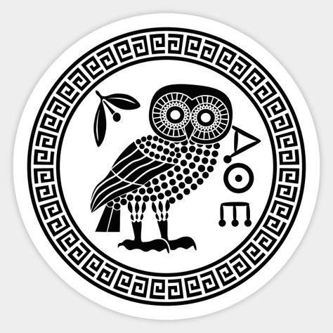 Are You into Greek mythology? or do you have who is obsessed with Athena in your home? Well, This Owl of Athena Design Is for You. -- Choose from our vast selection of stickers to match with your favorite design to make the perfect customized sticker/decal. Perfect to put on water bottles, laptops, hard hats, and car windows. Everything from favorite TV show stickers to funny stickers. For men, women, boys, and girls. Owl Of Athena Tattoo, Athena Design, Owl Of Athena, Athena Cabin, Athena Tattoo, Athena Owl, Totem Animals, Rock Band Logos, Owl Stickers