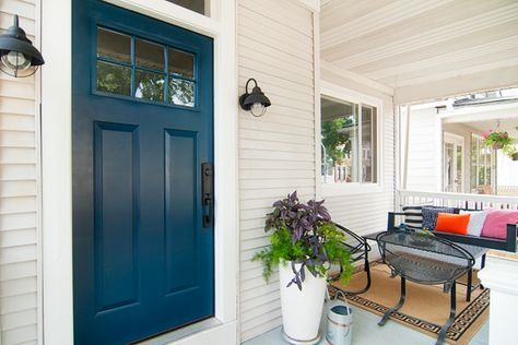 Exterior Shutter Colors, Exterior Door Colors, Blue Front Door, Hague Blue, Door Colors, Exterior Light Fixtures, Painted Front Doors, Exterior Paint Colors For House, Shutters Exterior