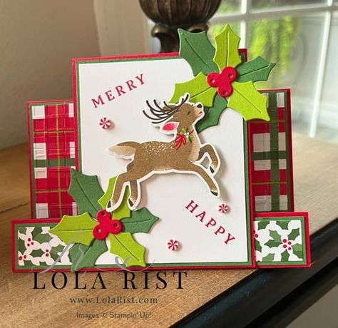 A Cute Reindeer Fun Fold Card! - Lola Rist, Stampin' Up! Demonstrator Stamping Up Cards 2024-2025, Stampin Up Reindeer Fun Cards, Stampin Up Reindeer Days, Reindeer Days Stampin Up Cards, Stampin Up Fun Folds, Reindeer Fun Stampin Up Cards, Stampin Up Reindeer, Deer Christmas Cards, Reindeer Cards