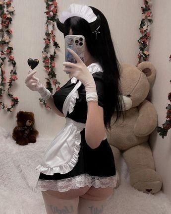 Outfit With Gloves, Maid Girl, Cosplay Maid, Cute Tights, Misa Amane, Girl Punk, Maid Cosplay, Punk Girl, Maid Outfit